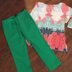 Quality tapered leg rich green pant